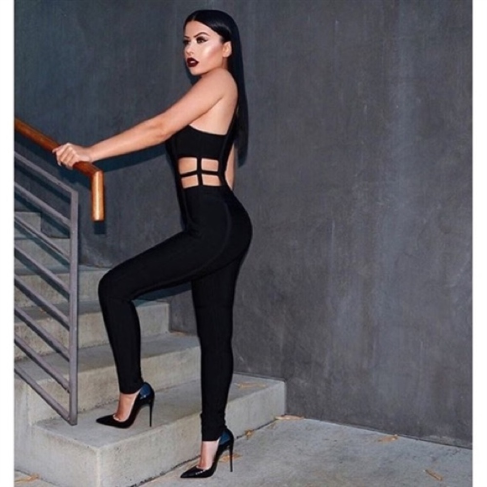 Black Cut Out Bandage Jumpsuit